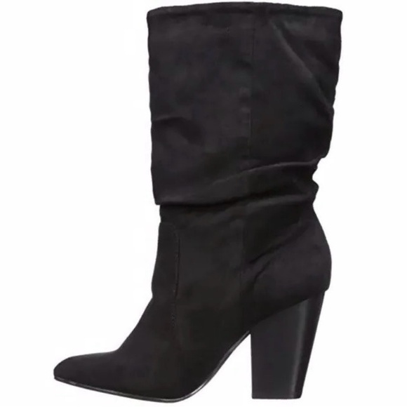 Report Indio Mid Calf Slouchy Western Black Boots Microfiber Suede Size … - Picture 1 of 11